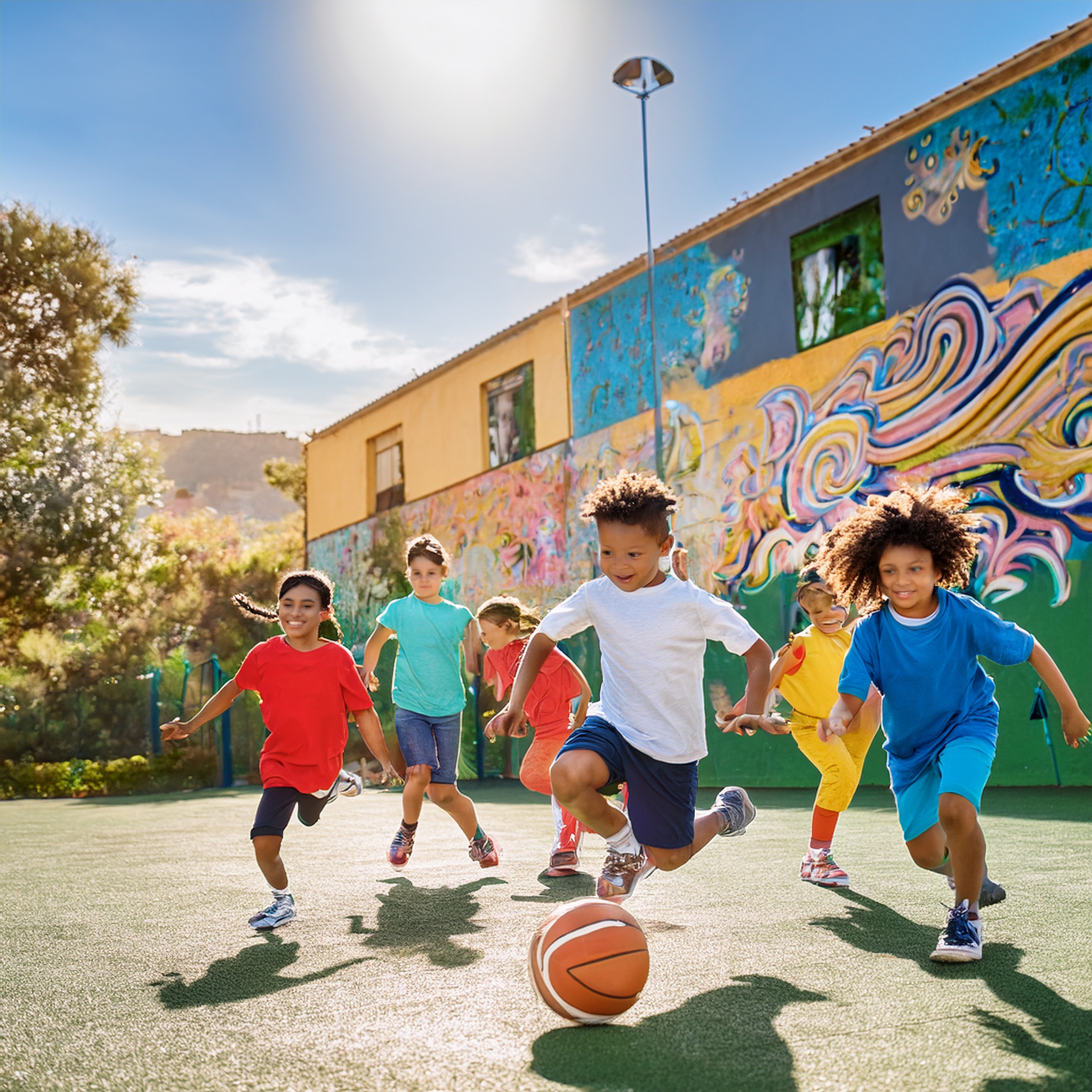 Bambini che giocano a basket